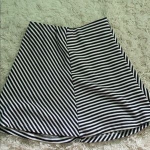 Navy Blue and White stripped Mini Skirt